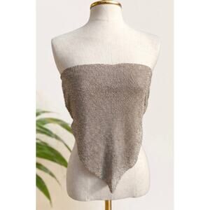Bella Collection by Qara rhinestone mesh blackless top
